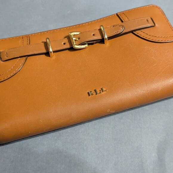 Ralph Lauren Leather Women's Wallet Zip Around 11 Pockets Equestrian Style - Picture 1 of 3